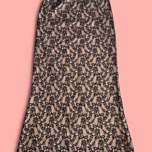 princess polly Black and cream lace maxi skirt with elastic waisT WOMEN SIZE 4